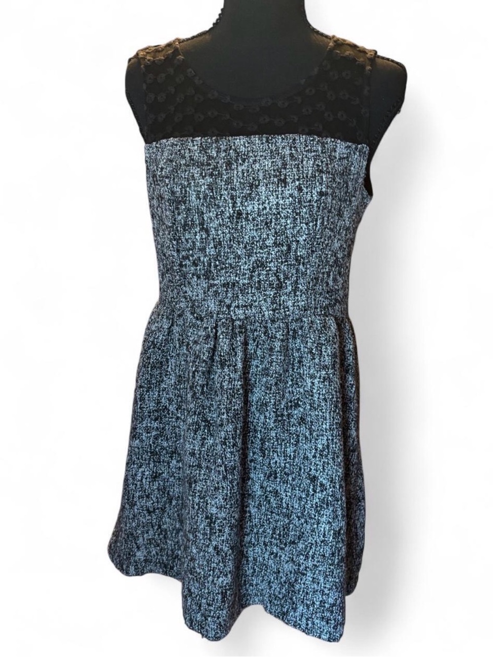 Monteau Black and White Mini Dress with Lace Trim Shoulders size S